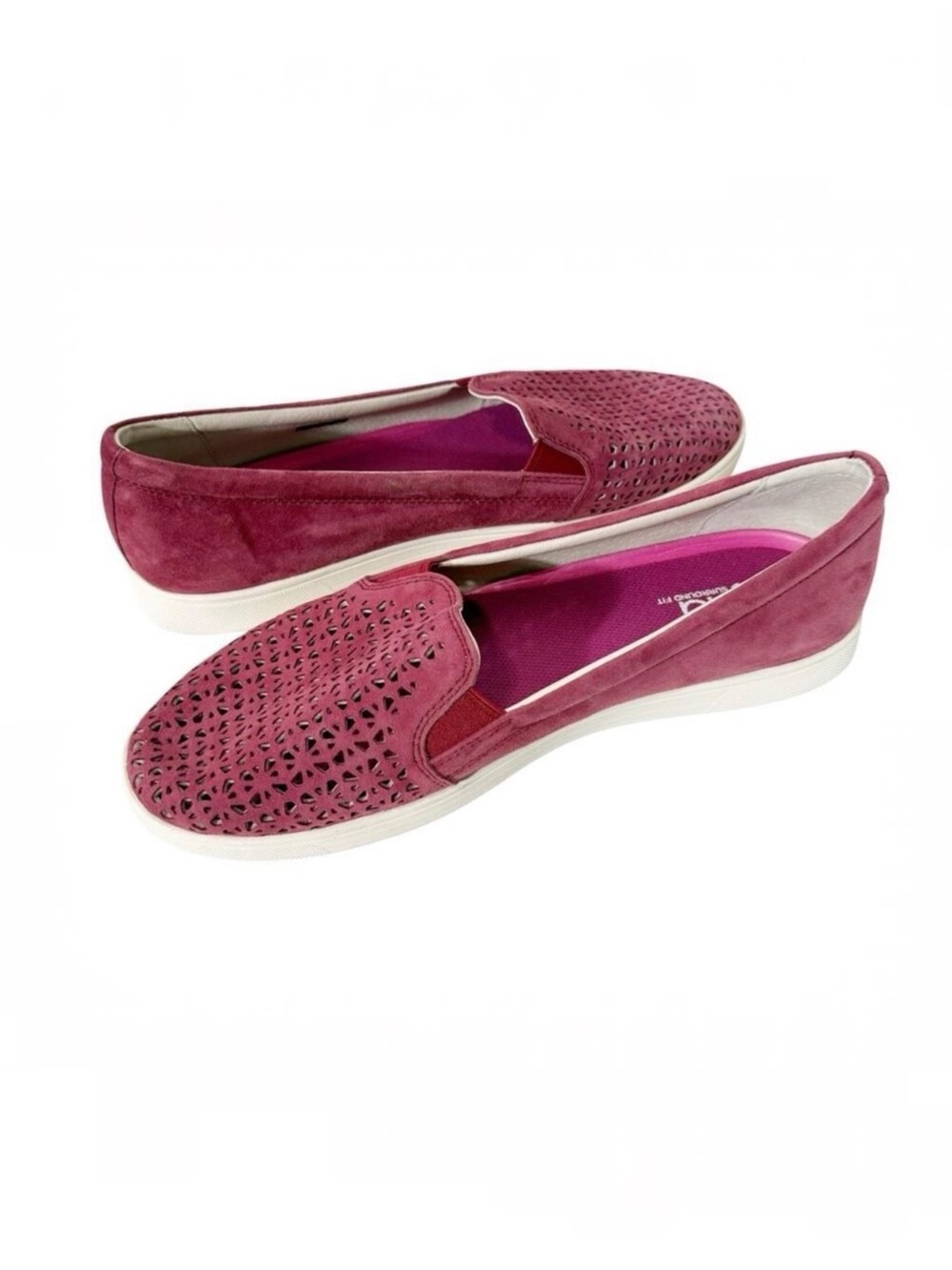 Ryka Women’s Pink Suede Laser Cut Perforated Barbiecore Slip On Sneaker Size 11